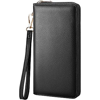 Chelmon Women's Vegan Leather Clutch Wallet with Zip, Hand Strap, Large Capacity | Amazon (US)