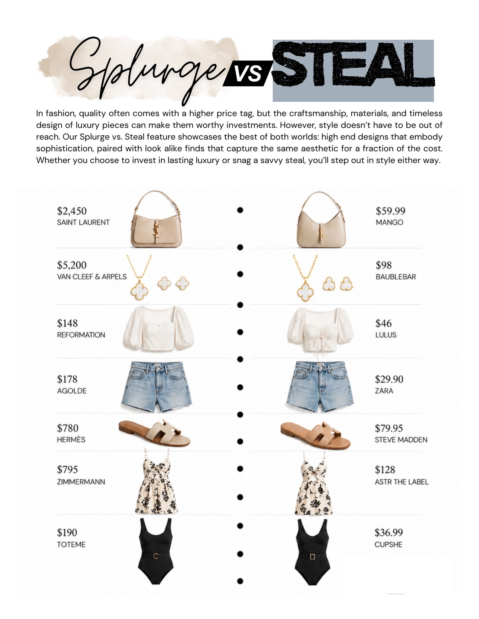 Love the look, not the price tag 🤍✨ Sharing my favorite splurge-worthy pieces + budget-friendly steals that give the same luxe vibe for less. Style doesn’t have to come with a designer price tag 👜

Shop all the looks here 💫

#LTKstyletip #LTKfinds #LTKunder100 #luxeforless #splurgevssteal

#LTKSeasonal #LTKootd #LTKdayinmylife