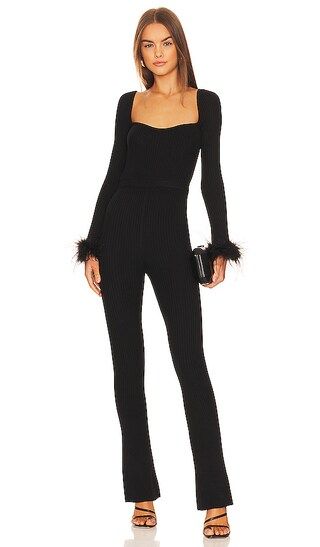 Evana Feather Jumpsuit in Black | Revolve Clothing (Global)