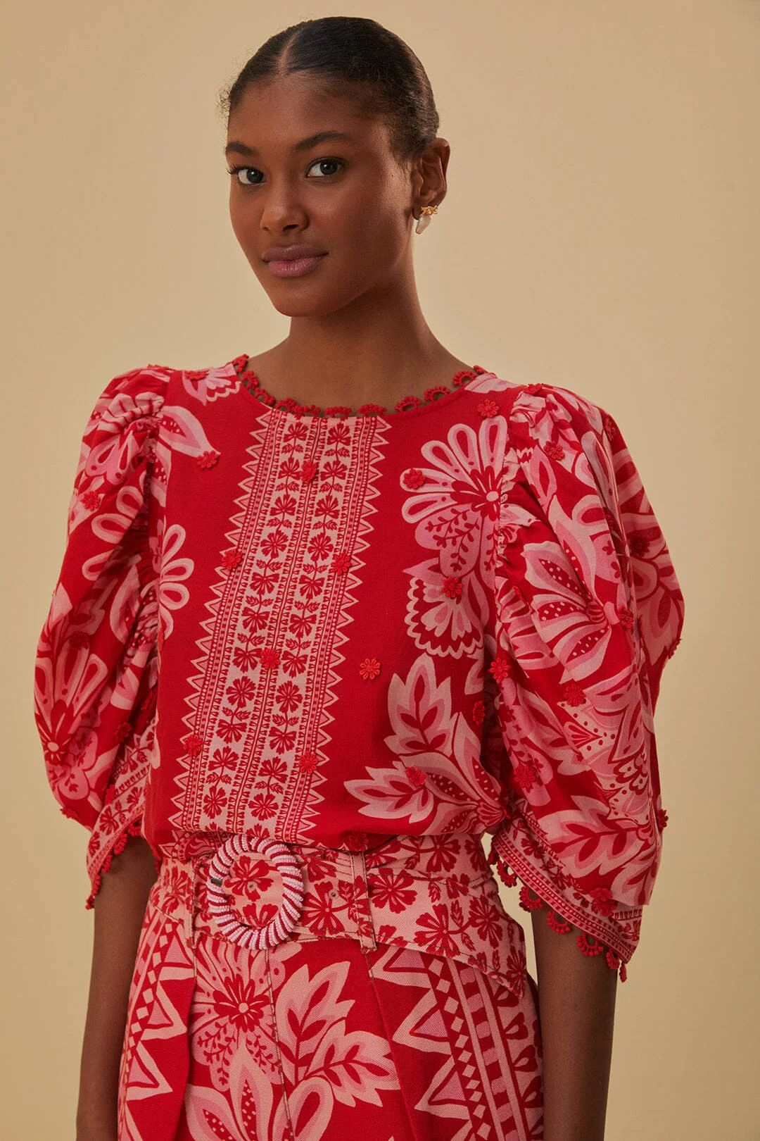 Flora Tapestry Red Blouse | FarmRio