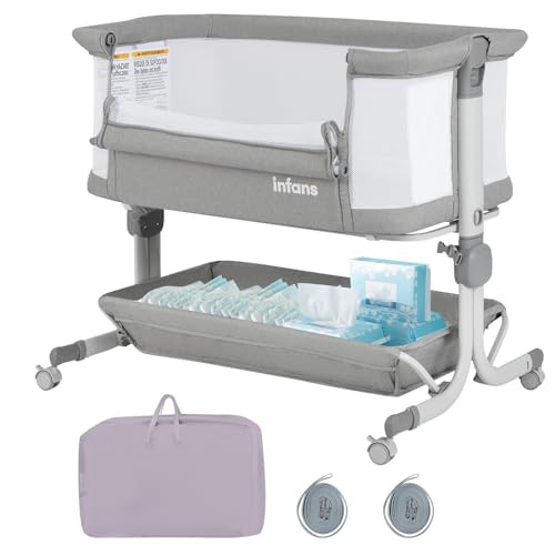 INFANS 3 in 1 Baby Bassinet, Bedside Sleeper with Comfy Mattress, Wheels, 6 Height Adjustable, St... | Amazon (US)