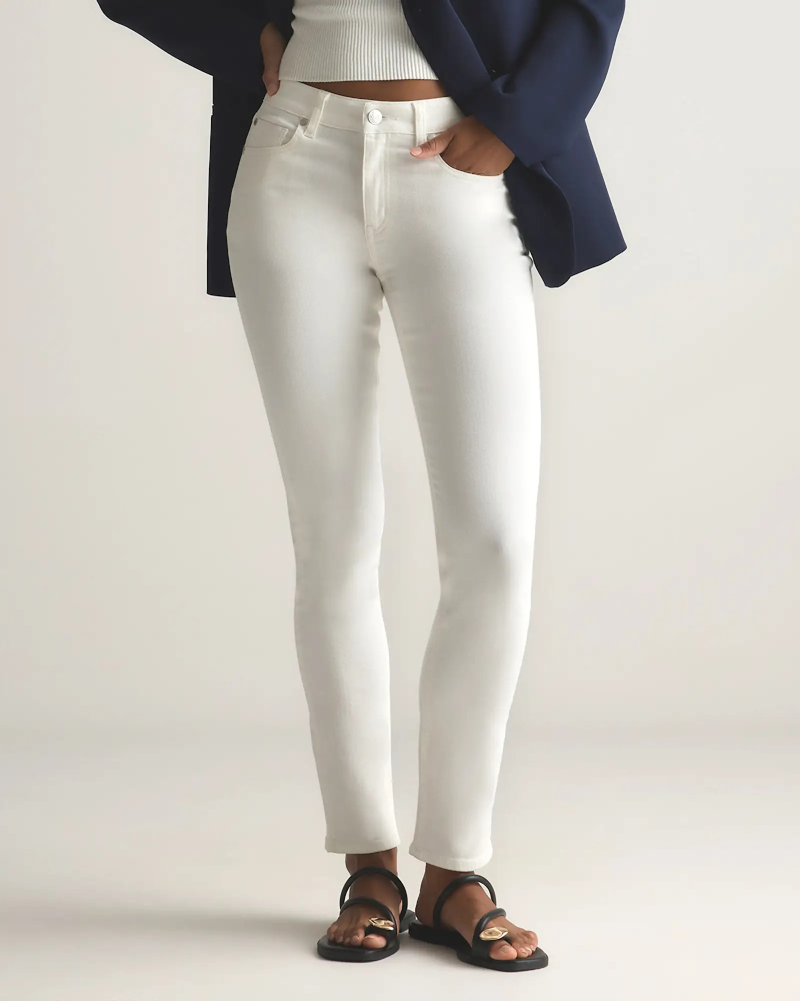 Luna Stretch Slim Straight Jeans in Cloud White | Quince