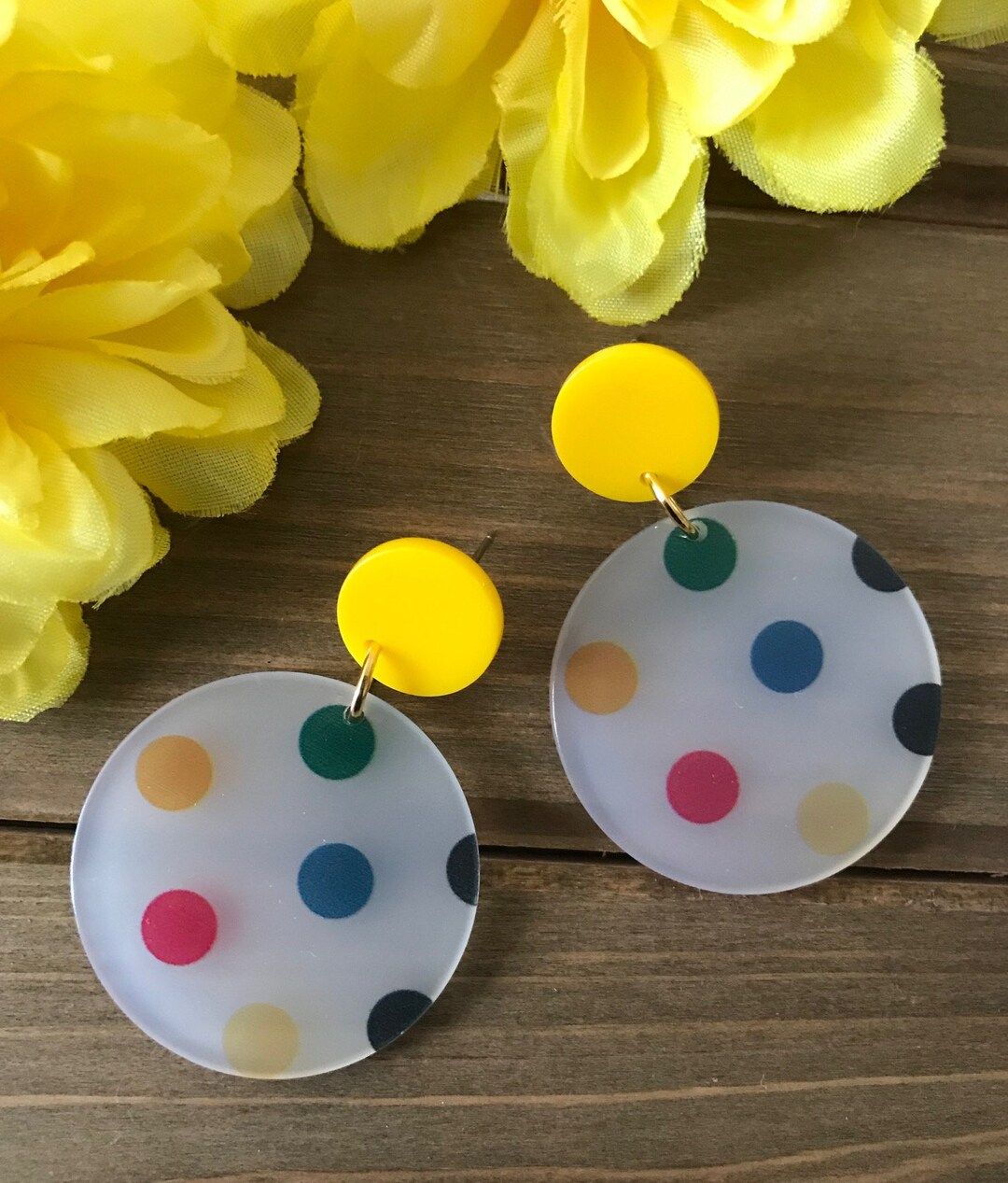 Colorful Polka Dot Earrings | Etsy (US)
