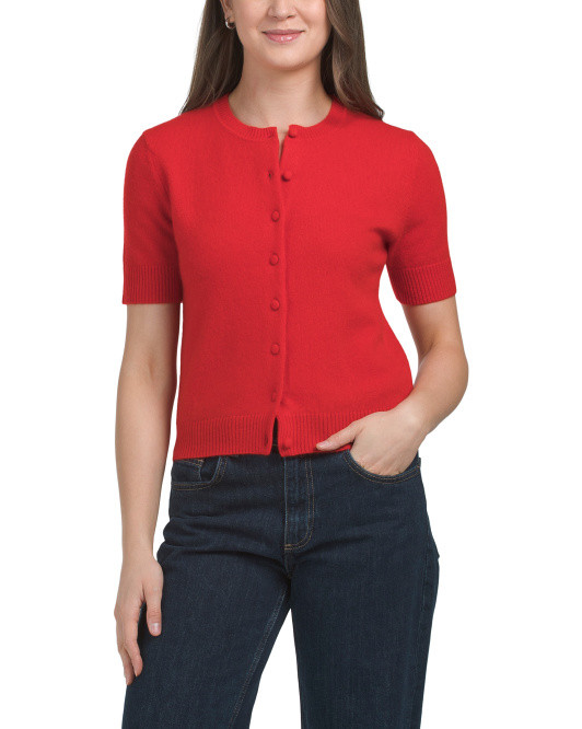 Cashmere Short Sleeve Cardigan Sweater | TJ Maxx