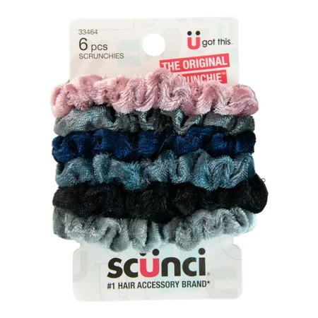 Scunci Mini Velvet Scrunchie Hair Ties Jewel Tones and Black 6 Ct | Walmart (US)