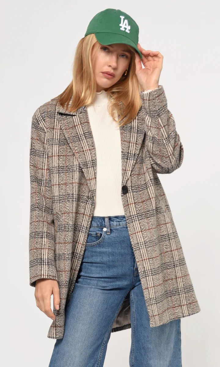 Tanya Wide Lapel Checked Coat | Greylin Collection | Women's Luxury Fashion Clothing 