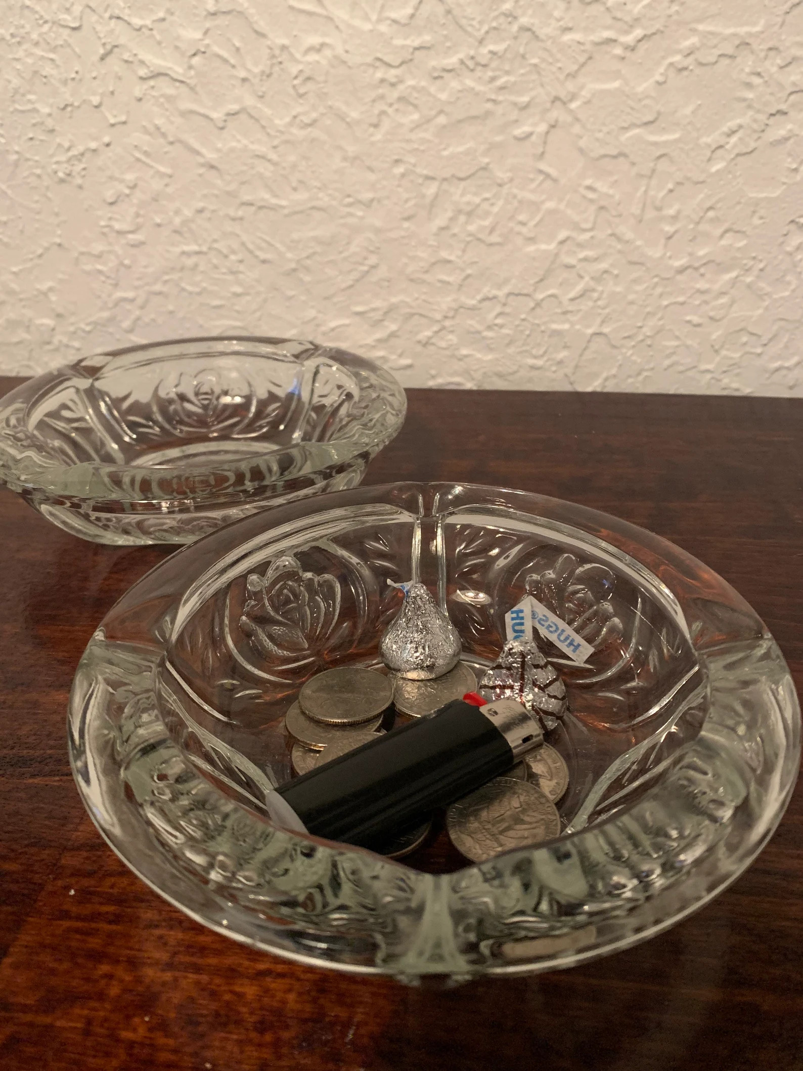 Vintage Set of 2 KIG Indonesia Rose Glass Ashtrays Glass Candy Dish Glass Catch All Pressed Glass... | Etsy (US)