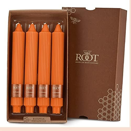 Root Candles Unscented Grecian Collenette 9-Inch Dinner Candles, Box of 4, Pumpkin | Amazon (US)