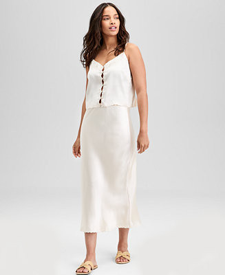 Women's Embroidered Hem Pull-On Midi Skirt | Macy's