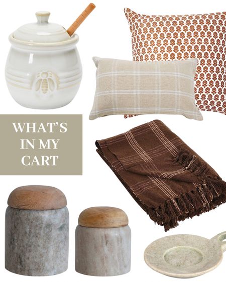 Modern Organic Cottage Core home decor | honey jar | pillow | blanket | jars | plate