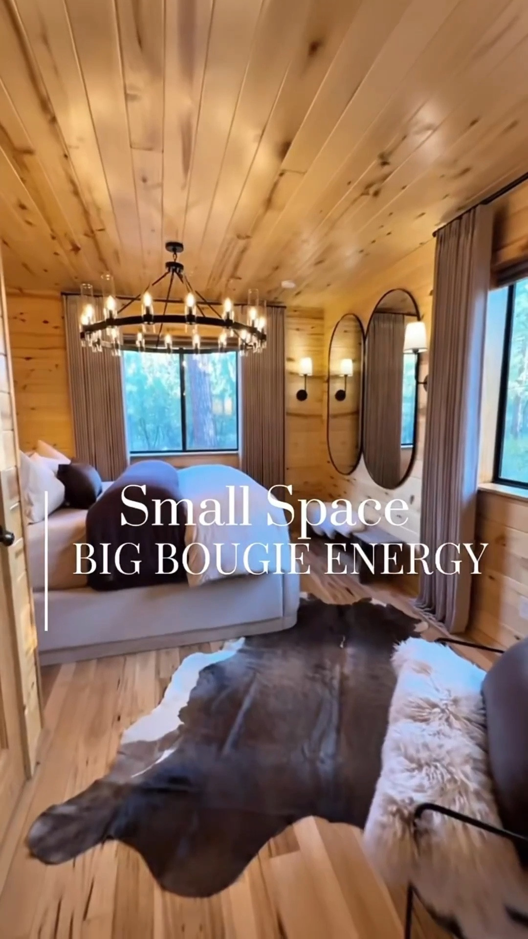 Our cozy little mountain cabin got a glow-up 🌟
The guest room transformation is giving boutique stay vibes. 🤎 Layered linen curtains, a bold chandelier, and mirrors that double the light (and the charm)! 🥰

One of the things that made me fall in love with this home is the beautiful tongue and groove woodwork throughout. It gives the whole space so much warmth and character. 🪵 

#cabindecor #mountainhome #cabingetaway #cabinlife #cabingetaway #cabinlife #cabinmakeover #cozycabin #cabinbedroomdecor 


#LTKHome #LTKdayinmylife #LTKvlog