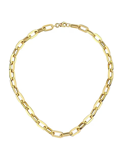18K Yellow Gold Flat Oval-Link Chain Necklace, 17" | Saks Fifth Avenue