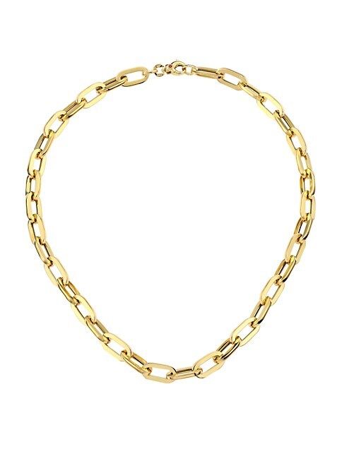 18K Yellow Gold Flat Oval-Link Chain Necklace, 17" | Saks Fifth Avenue