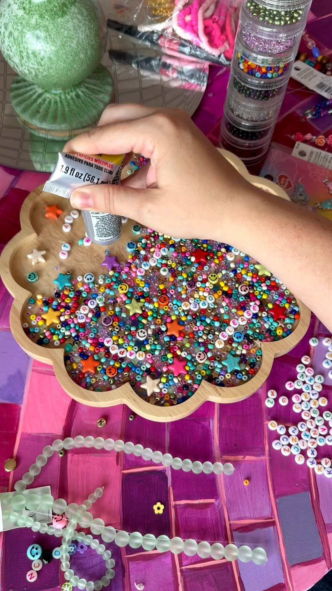 Fun nostalgic craft for spring! Make this DIY tray with colorful beads and inspiring phrases using beads and a strong glue! 

#LTKselfcare #LTKHome #LTKSaleAlert