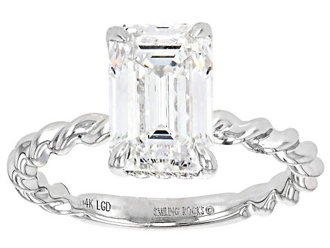 Certified White Lab-Grown Diamond E-F VS 14k White Gold Twisted Band Solitaire Ring 3.00ct - LGA1... | JTV Jewelry