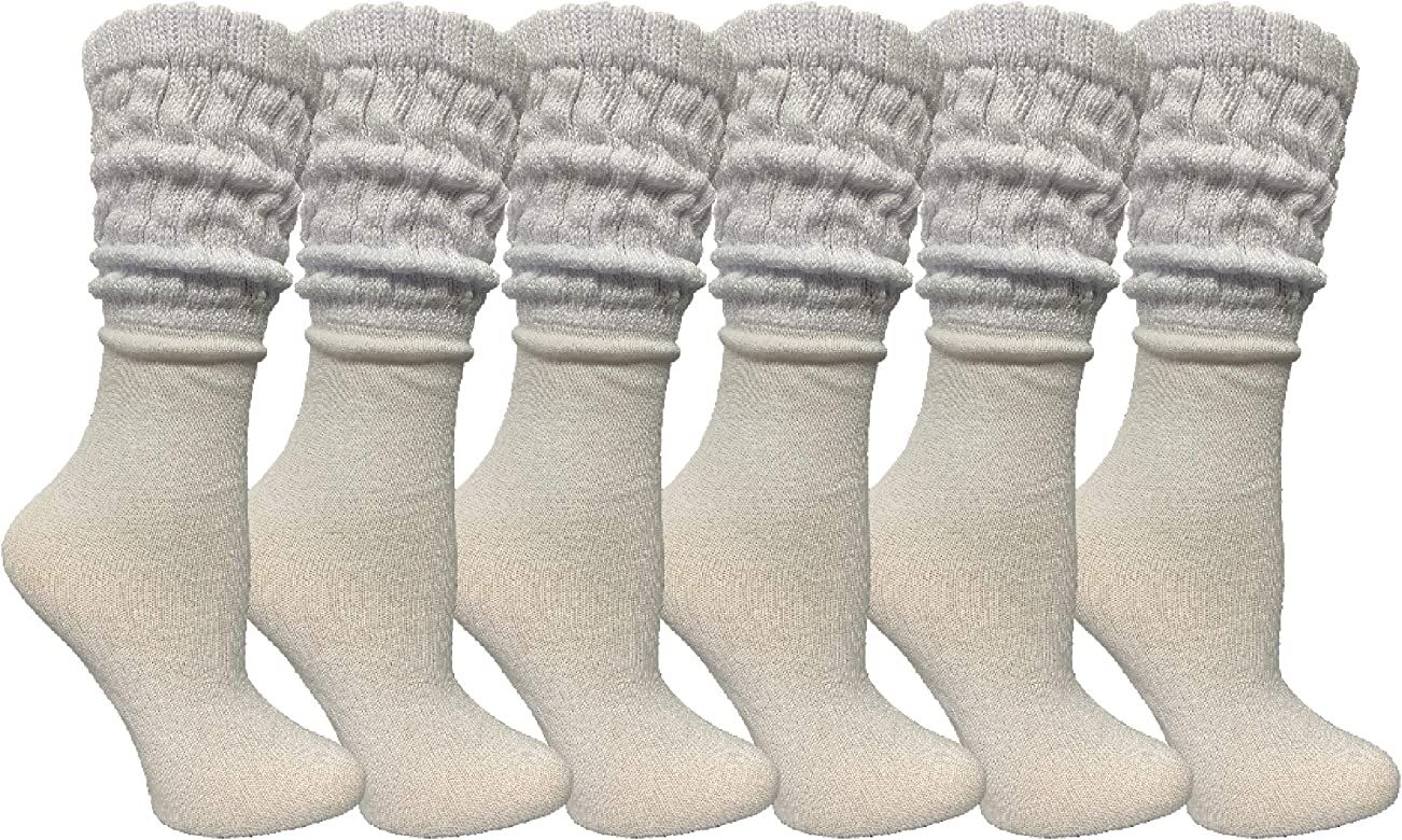 Yacht & Smith Womens Cotton Slouch Socks, Bulk Crew Boot Socks (6 Pairs) | Amazon (US)