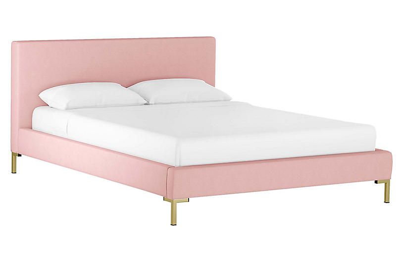 Smith Platform Bed, Petal Linen | One Kings Lane