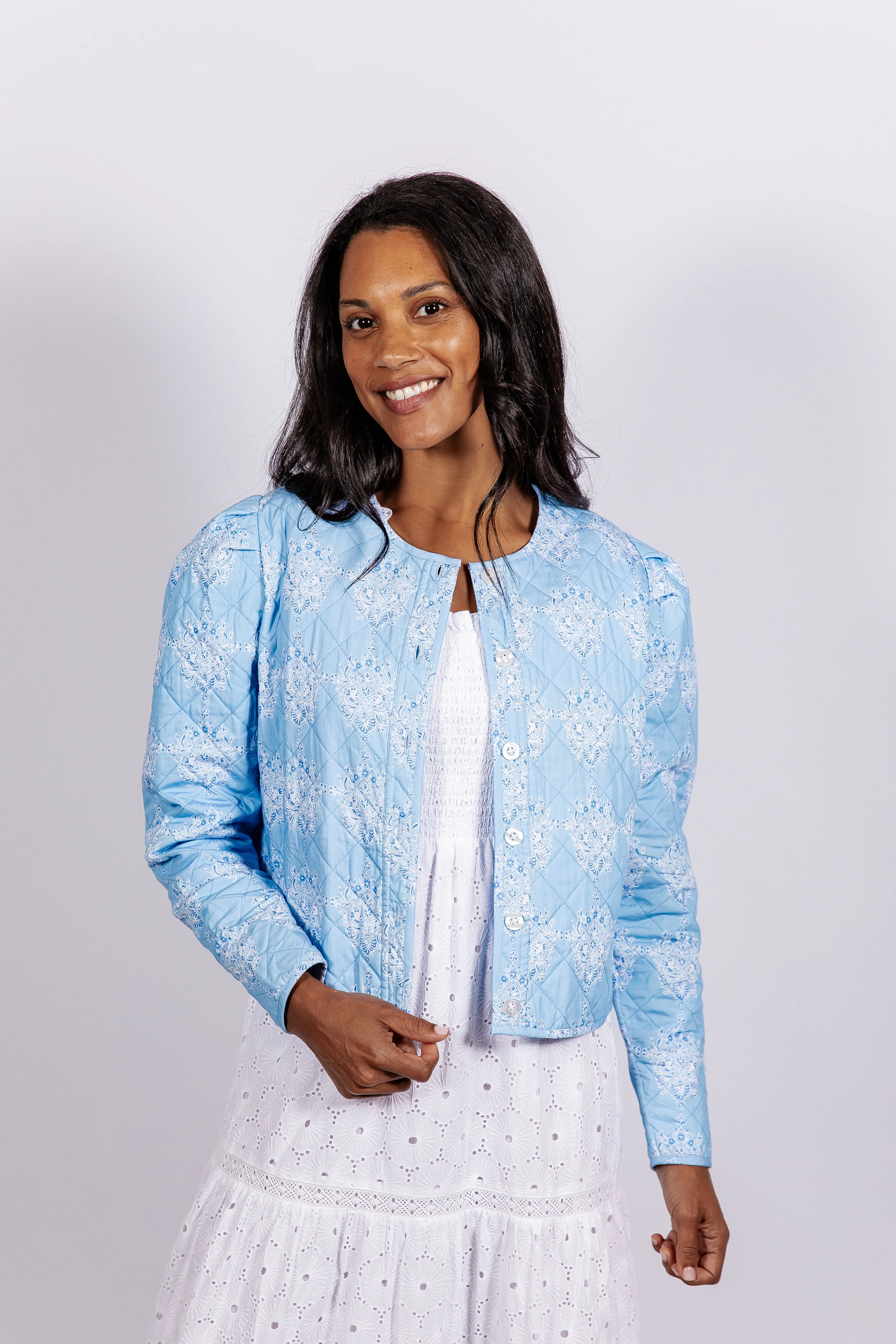 Medallion Print Reversible Button Front Jacket | Sail to Sable