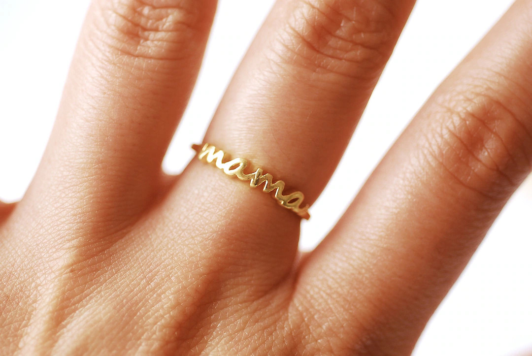 Mama Ring 925 Sterling Silver Gold Name Ring Personalized Name Adjustable Ring Stacking Ring Momm... | Etsy (US)
