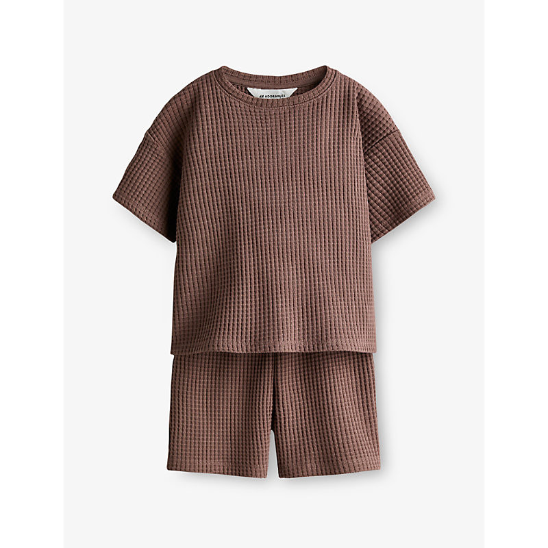 H&M Adorables Mole Dark Waffle-Textured Two-Piece Cotton-Jersey Set 2-10 Years 9-10 Years | Selfridges