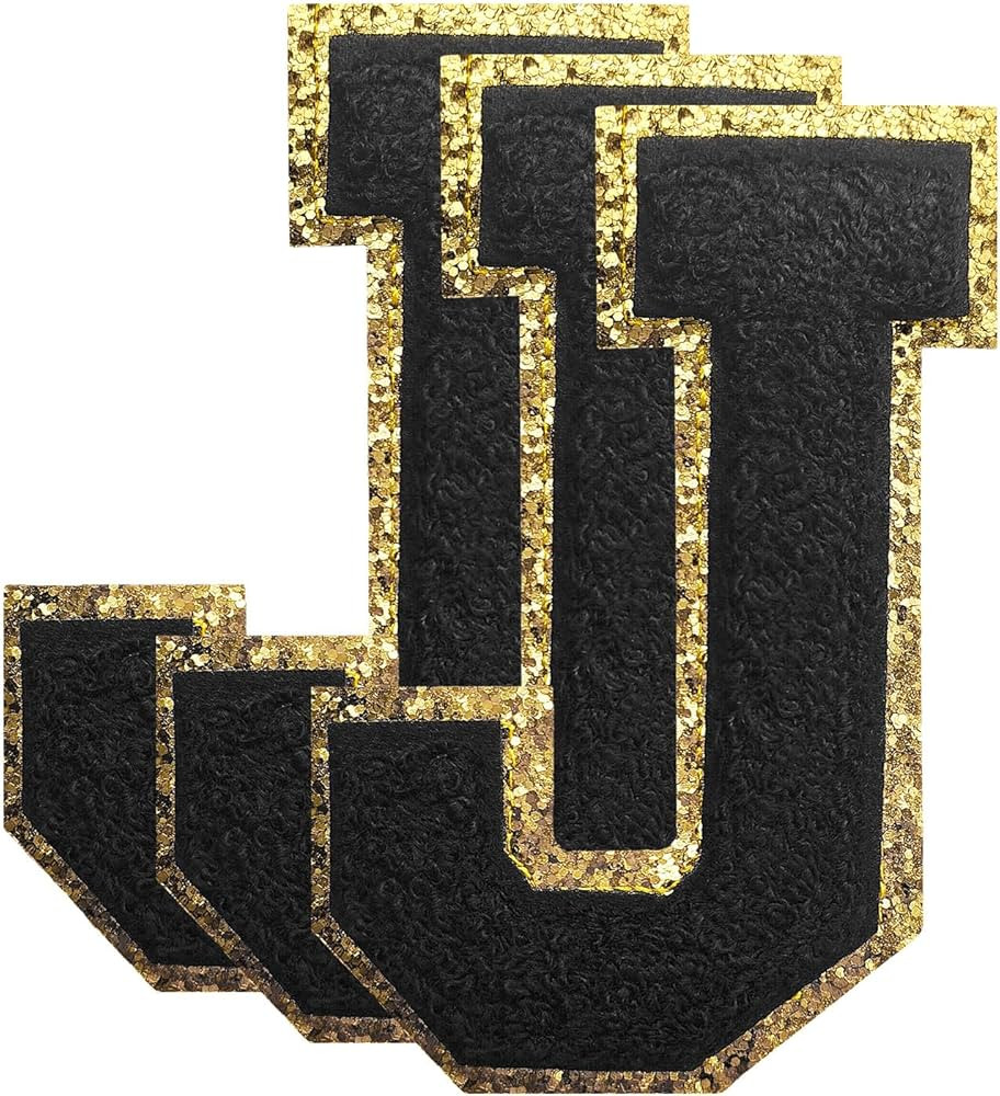 3PCS Black Chenille Letters Patch, Large Size 4-1/2" Iron on Letter Patches Varsity Patches for C... | Amazon (US)