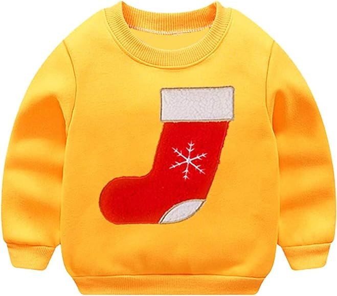 Popshion Toddler Boys Christmas Sweatshirts Long Sleeve Pullover Shirts Deer Sweater Cartoon Tee ... | Amazon (US)