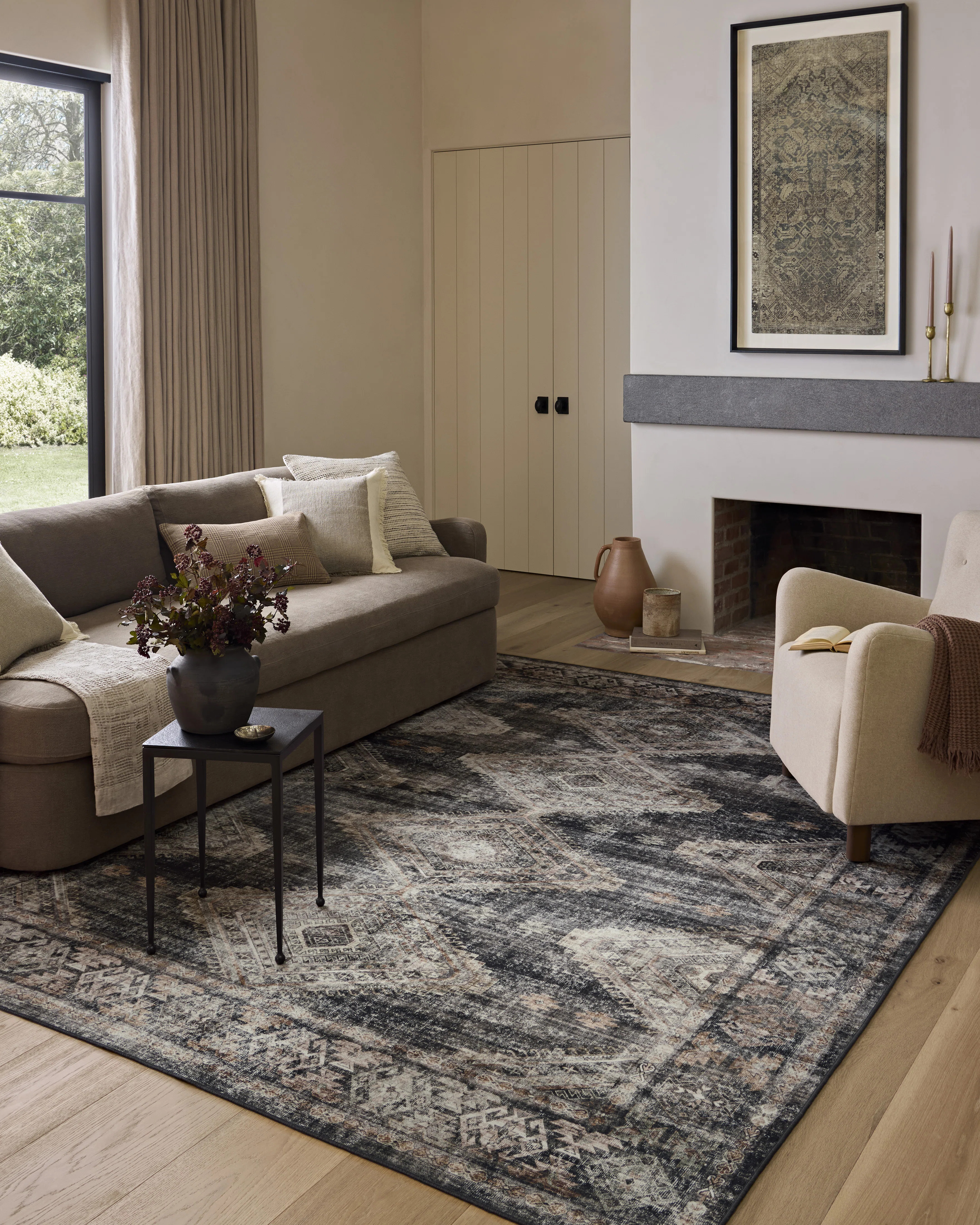 Amber Lewis x Loloi Machine Washable Josie Ink / Earth Area Rug | Wayfair North America