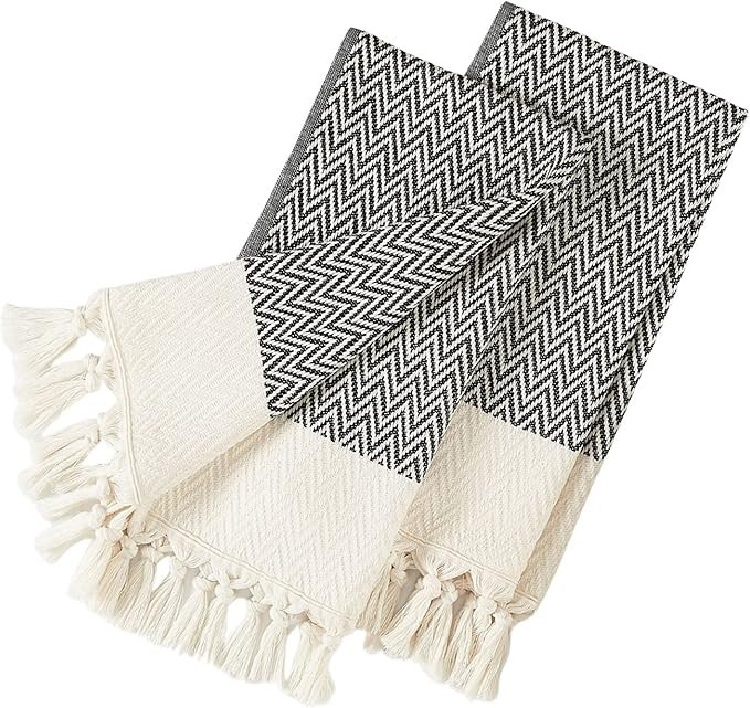 sea me at home Kitchen Hand Towels and Dishcloths Set of 2, Turkish Hand Towels for Bathroom, 100... | Amazon (US)