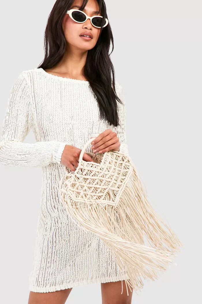 Fringe Beach Bag | boohoo (US & Canada)