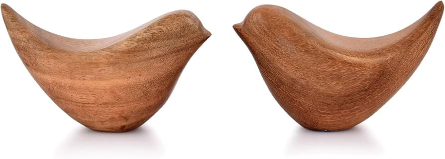 Acacia Wood Bird Statues Set Home Décor Bird Sculpture for Living Room, Bathroom, Office Modern ... | Amazon (US)