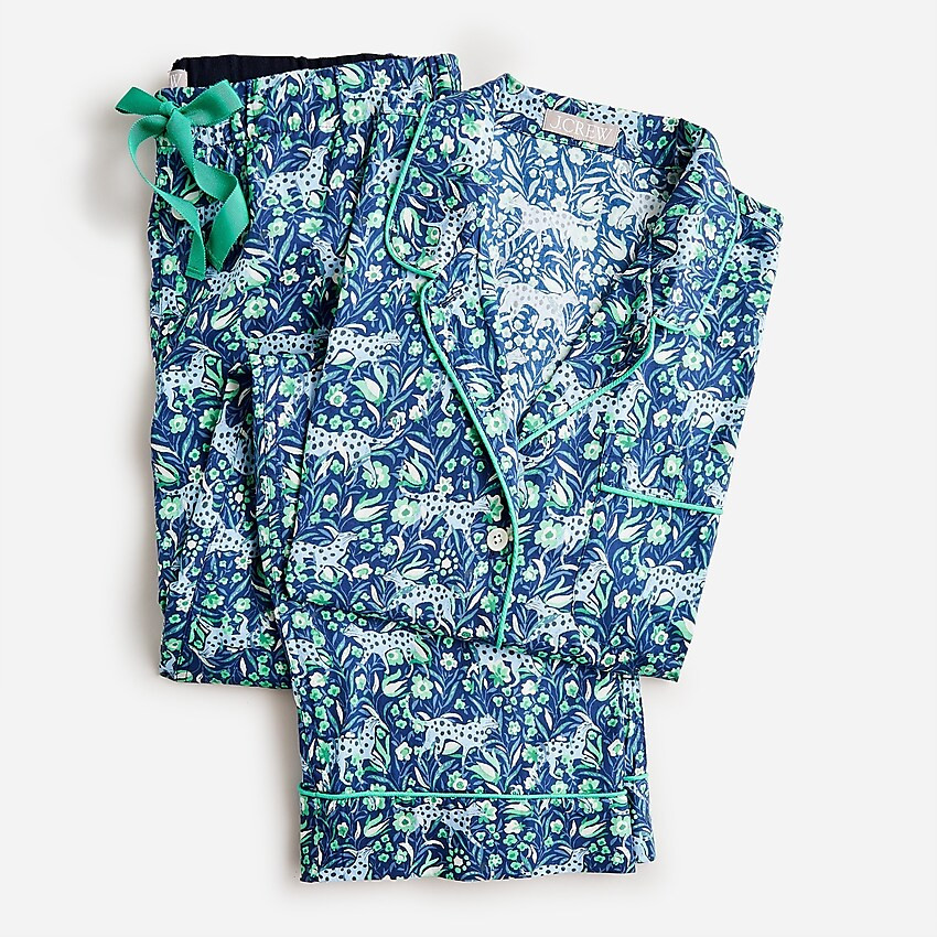 Long-sleeve cotton poplin pajama set in Fauna floral | J. Crew US