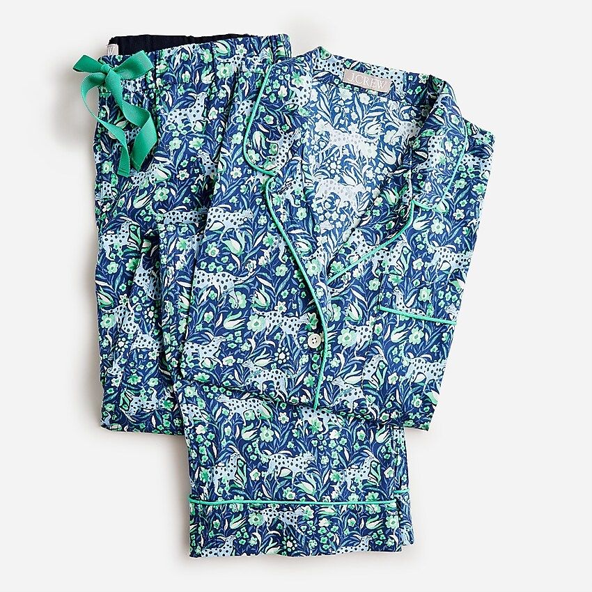 Long-sleeve cotton poplin pajama set in Fauna floral | J.Crew US