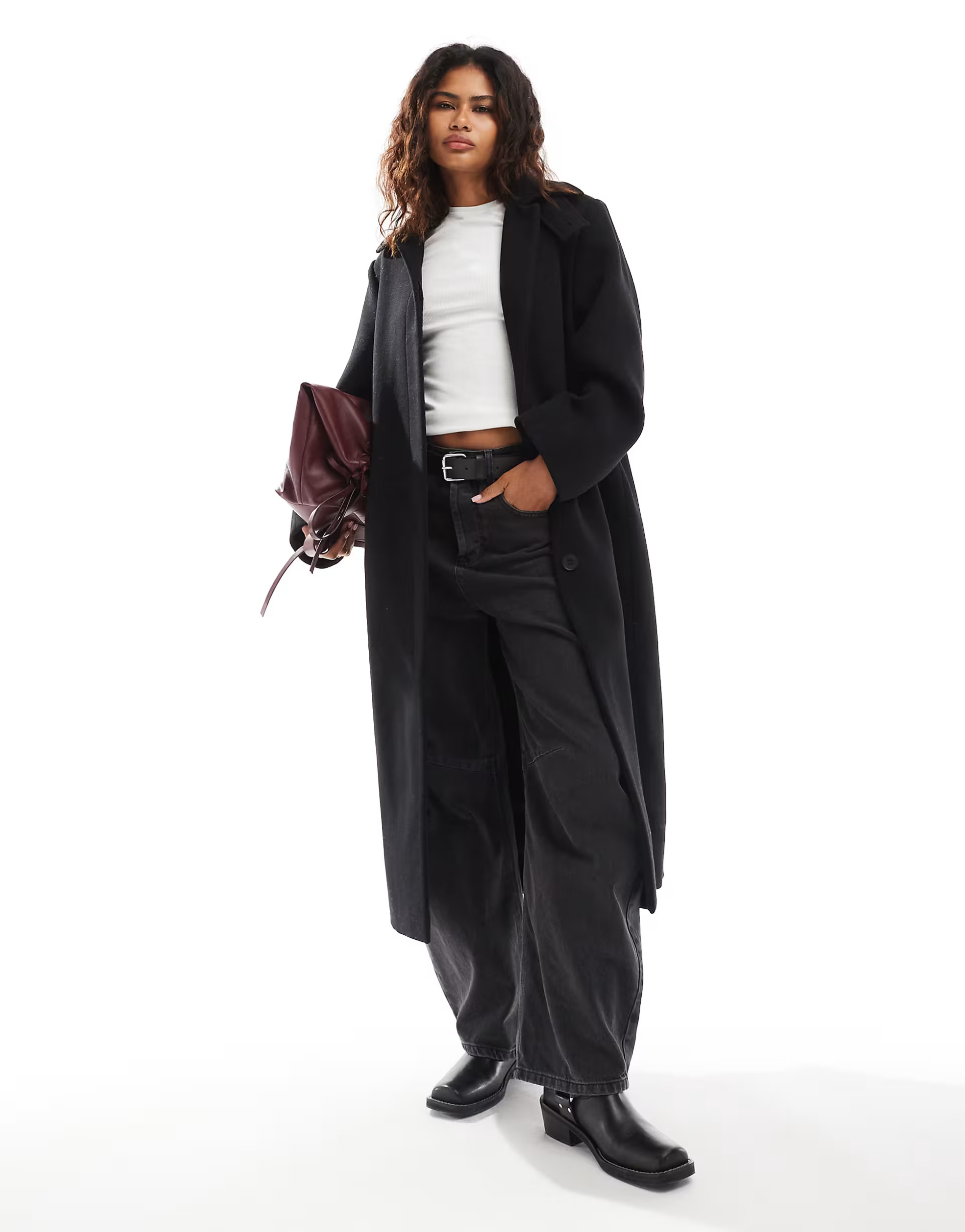 Weekday Gate wool blend car coat in black | ASOS | ASOS (Global)
