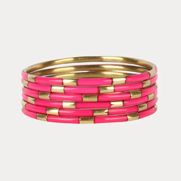 Pink Veda Bangles - Set of 6 | BuDhaGirl