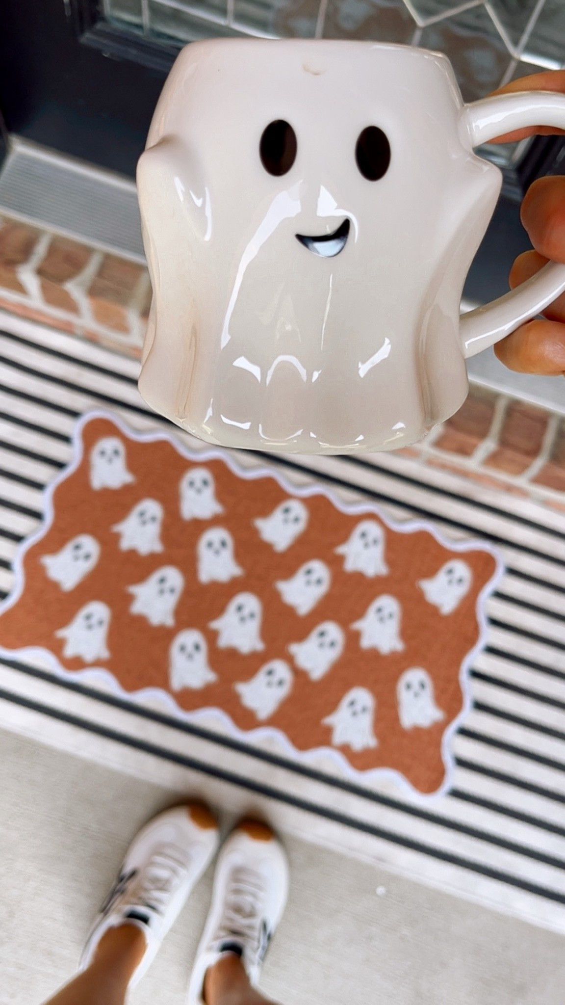 This coffee mug just puts a smile on my face! 👻 ☕️ 🍂
Layering mats: striped I have in size- 2’x4.3”. I wanted a bit wider since we have a double front door

#LTKSeasonal #LTKHome #LTKSaleAlert