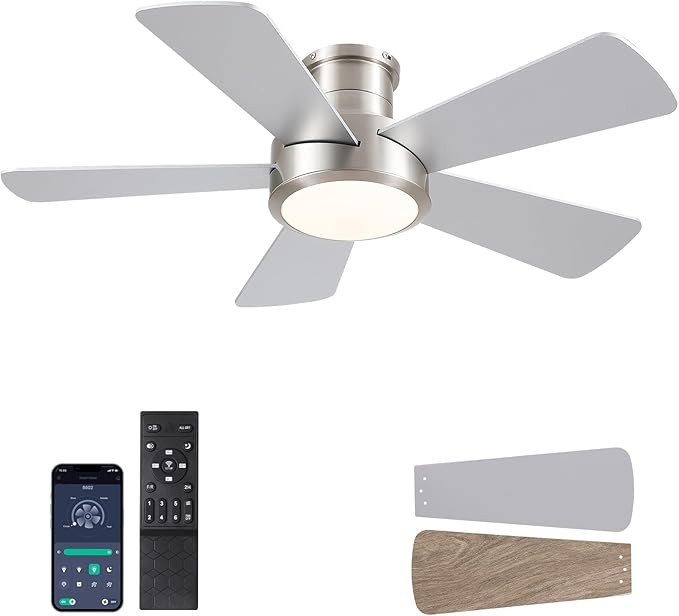 Dannilong 40 inch Modern Ceiling Fans with Lights Remote/APP Control, Low Profile Reversible Ceil... | Amazon (US)