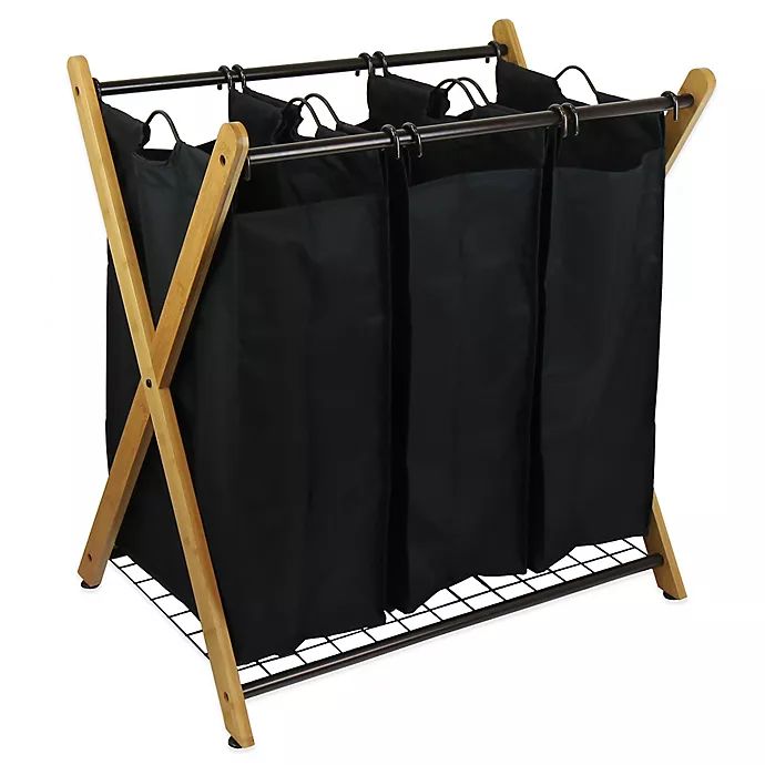 Oceanstar X-Frame Bamboo 3-Bag Laundry Sorter | Bed Bath & Beyond