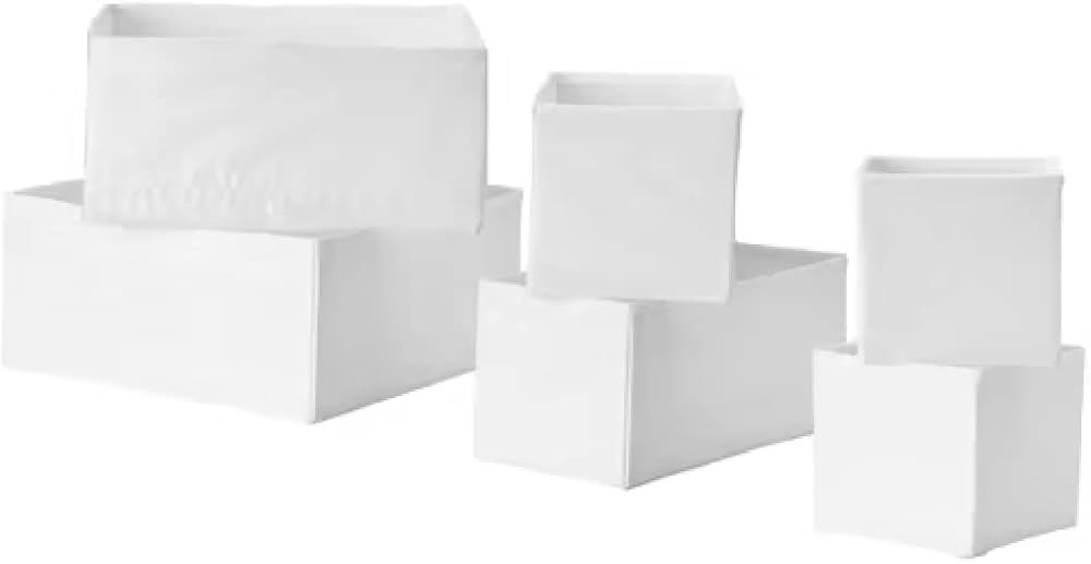 I-K-E-A SKUBB Storage Organizer Box Set of 6 White Polyester/Polypropylene | Amazon (US)