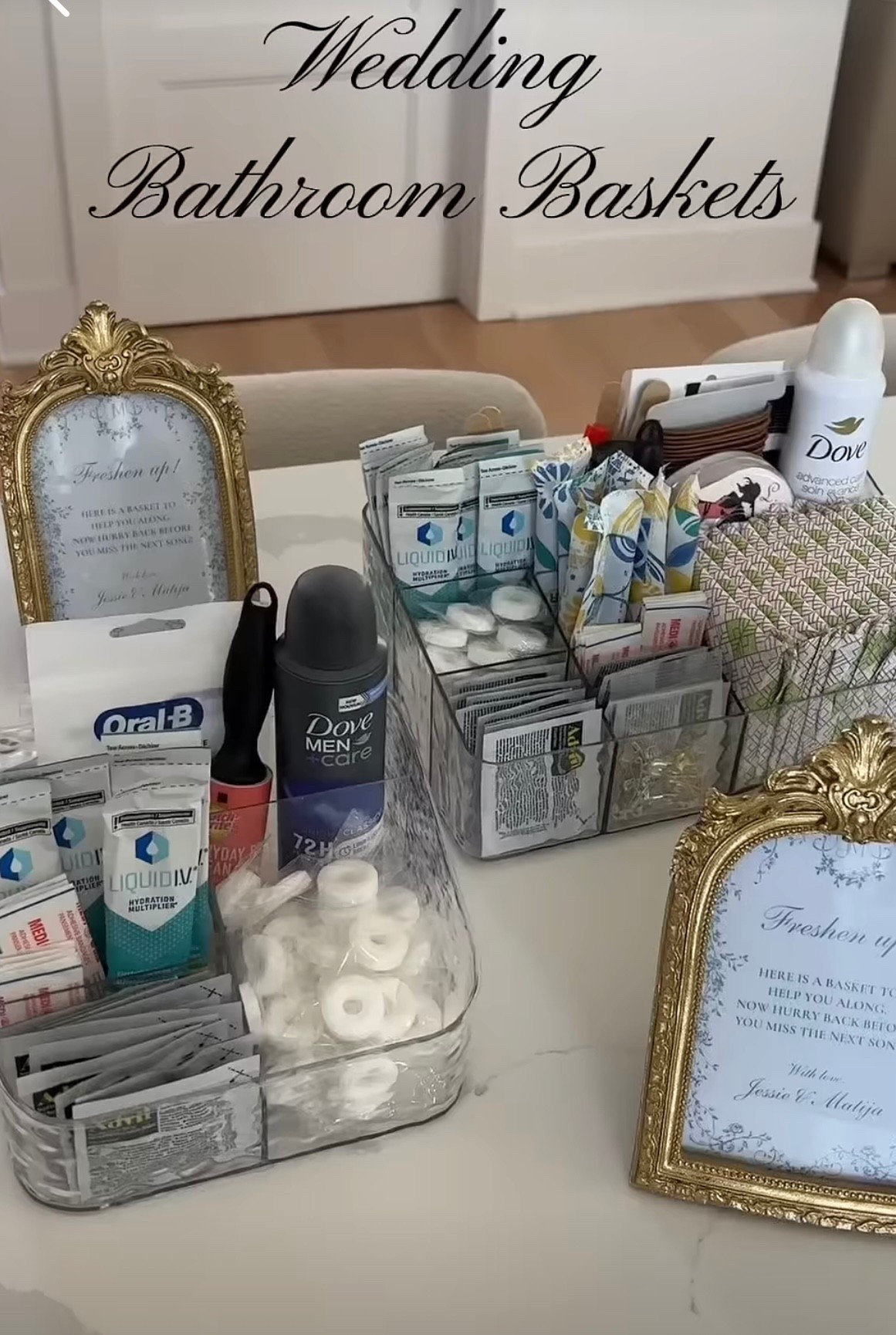 Everything I put in the bathroom baskets for guests at my wedding! 