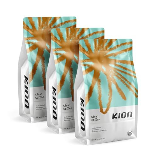 Kion Organic Whole Bean Coffee, Tested for Toxins, Ethically Sourced, Rich, Bold, and Smooth, Medium Roast 12 Oz (3 Pack) | Amazon (US)