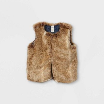 OshKosh B'gosh Toddler Girls' Faux Fur Vest - Brown | Target