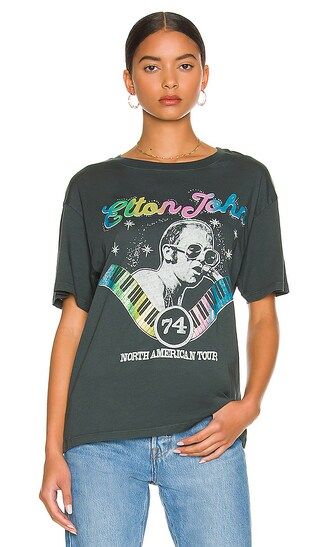 Elton John North America Tour 74 Boyfriend Tee in Vintage Black | Revolve Clothing (Global)