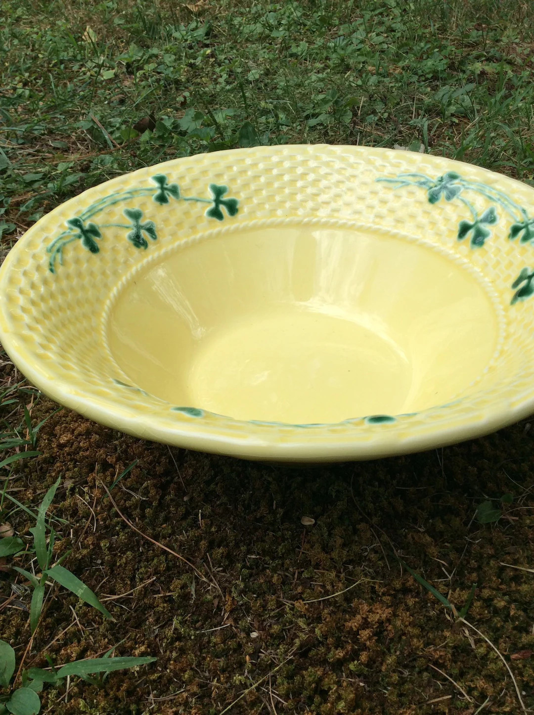 Yellow Bordallo Bowl Portuguese Ceramic Yellow Serving Bowl St Patricks Day Shamrock Bowl - Etsy | Etsy (US)
