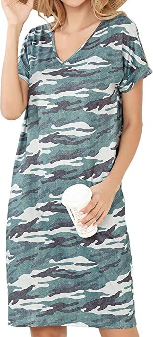 LittleMax Women's Casual T Shirt Midi Dress Short Sleeve Sundress Nightgowns Pajamas Dresses with... | Amazon (US)