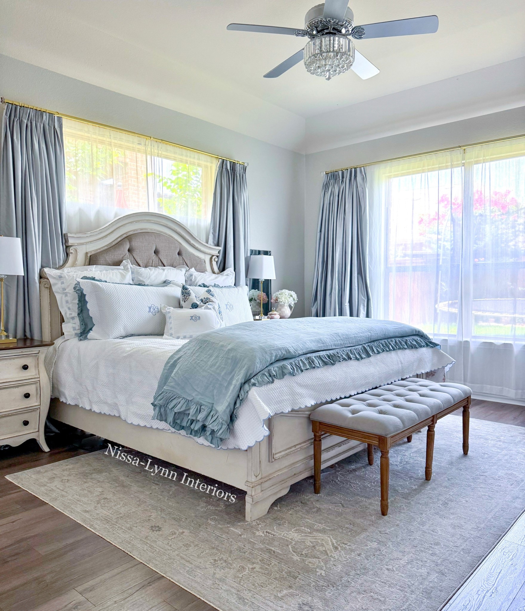 What’s your must-have for a cozy bedroom? For me, it’s all about soft layers, calming colors, and textures that make you want to stay awhile. 💙 Sharing a peek into our master bedroom— dressed up in blue and white colors to keep it feeling soft and serene. 

#MasterBedroomVibes #NissaLynnInteriors #CozyAndCalm #BedroomInspo #LayeredBedding #HomeSanctuary #RelaxedStyle

#LTKHome #LTKSaleAlert #LTKFamily