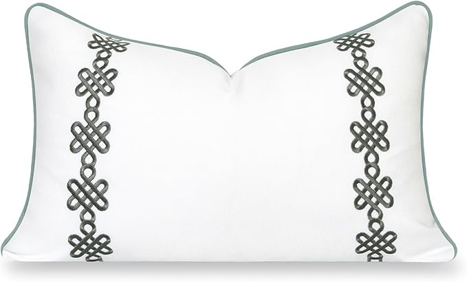Hofdeco Premium Coastal Hampton Patio Indoor Outdoor Lumbar Pillow Cover Only, 12"x20" Water Repe... | Amazon (US)