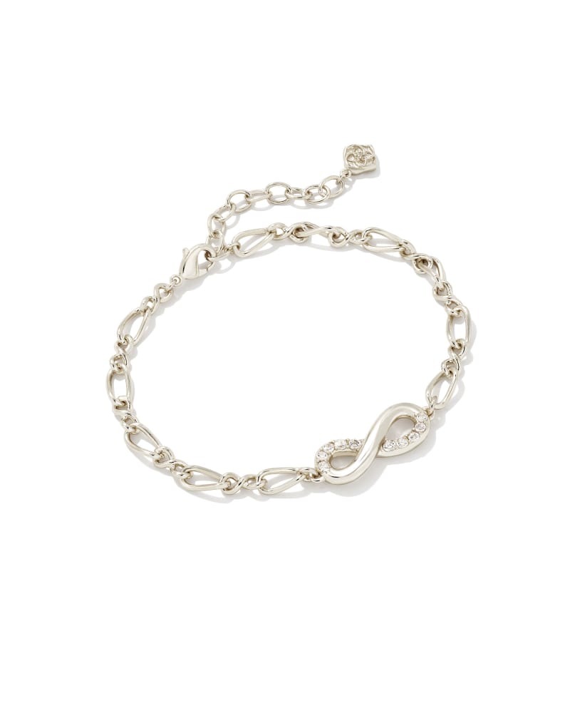 Annie Silver Infinity Chain Bracelet in White Crystal | Kendra Scott