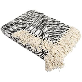 DII Rustic Farmhouse Cotton Chevron Blanket Throw with Fringe For Chair, Couch, Picnic, Camping, ... | Amazon (US)