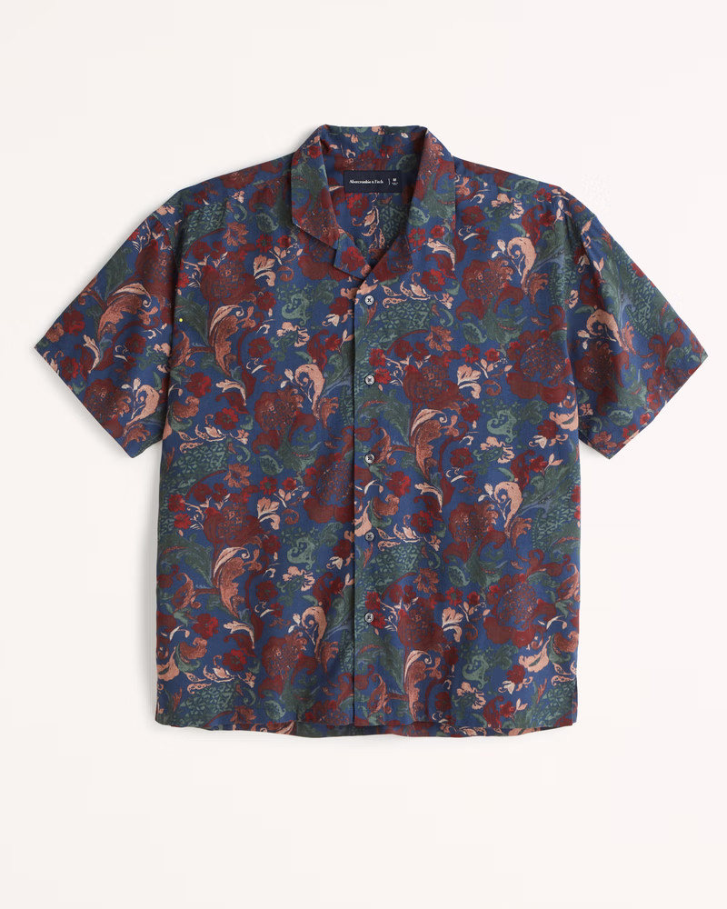 Men's Camp Collar Button-Up Shirt | Men's Tops | Abercrombie.com | Abercrombie & Fitch (US)