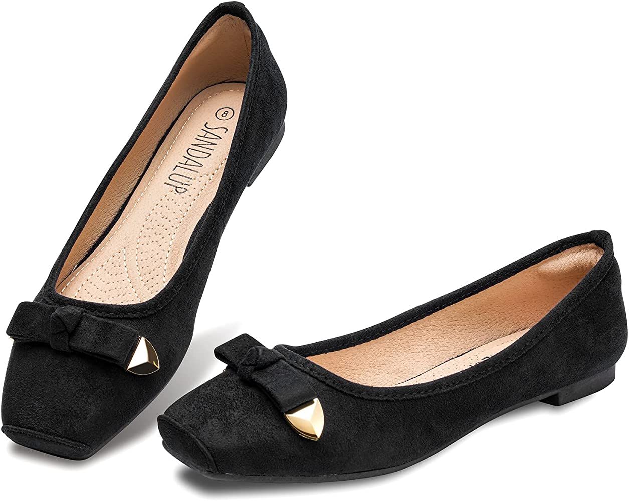 SANDALUP Women's Flats Comfort Slip on Flat Square Toe Shoes | Amazon (US)